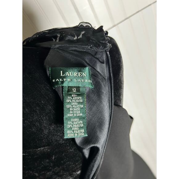 Lauren Ralph Lauren Cocktail Evening Dress Black Halter Sequined Collar Sz 12 - Picture 6 of 8